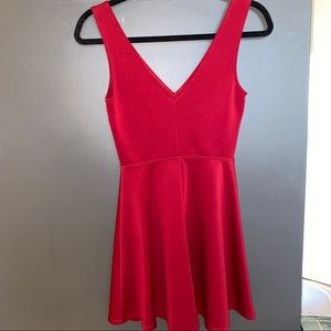 Red Mini Dress With Deep V-Cut